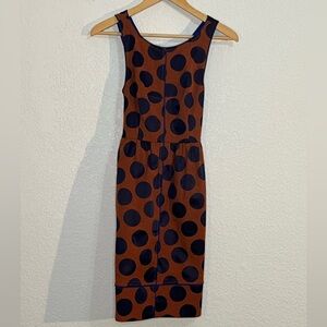 Anthropologie Maeve Rokin orange & blue polka dot dress Office Career Brunch